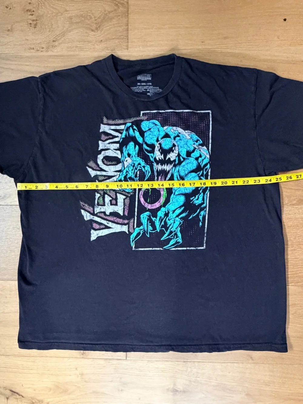 Marvel Venom Graphic Tee Superhero Villain Comic Black Teal Men's 2XL Licensed